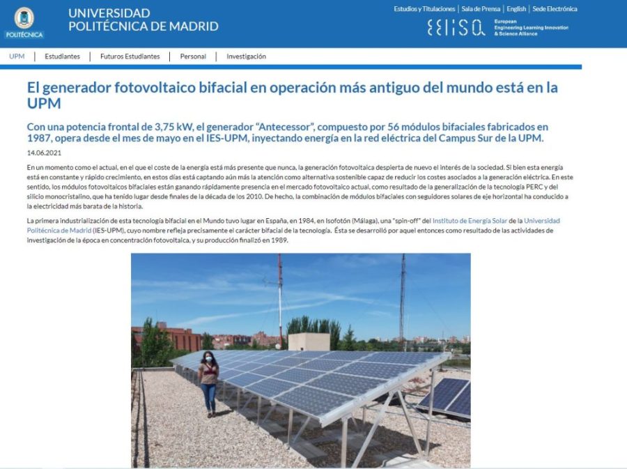 La web de UPM se hace eco del proyecto realizado por SunSupport