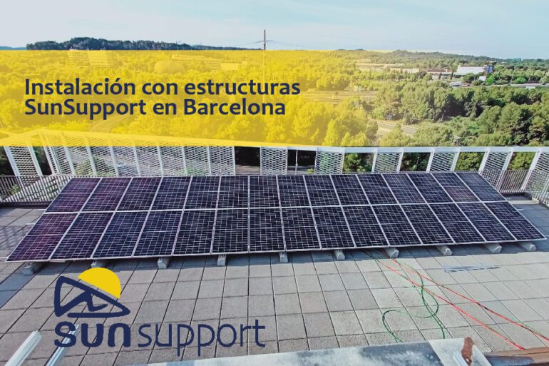 Instalación con estructuras SunSupport en la cubierta de una empresa barcelonesa