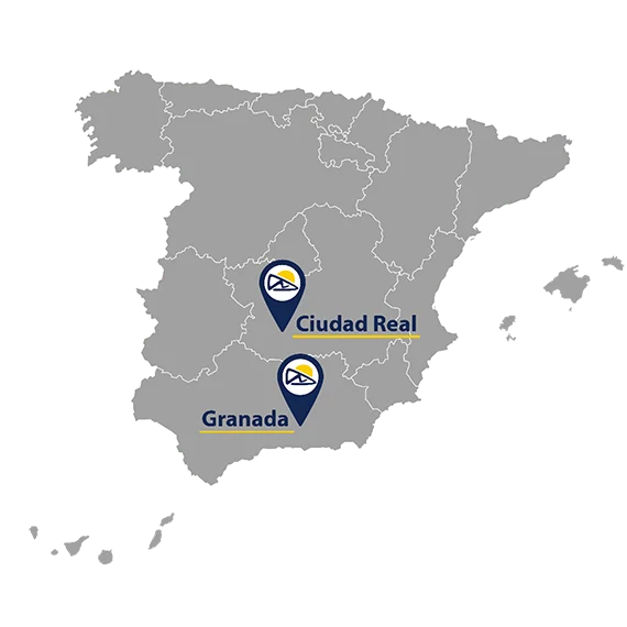 Mapa con la ubicación de la fábrica y líneas de producción de estructuras fotovoltaicas de SunSupport en España.